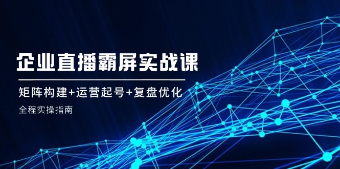 企业直播霸屏实战课：矩阵构建+运营起号+复盘优化，全程实操指南-巴七创客网