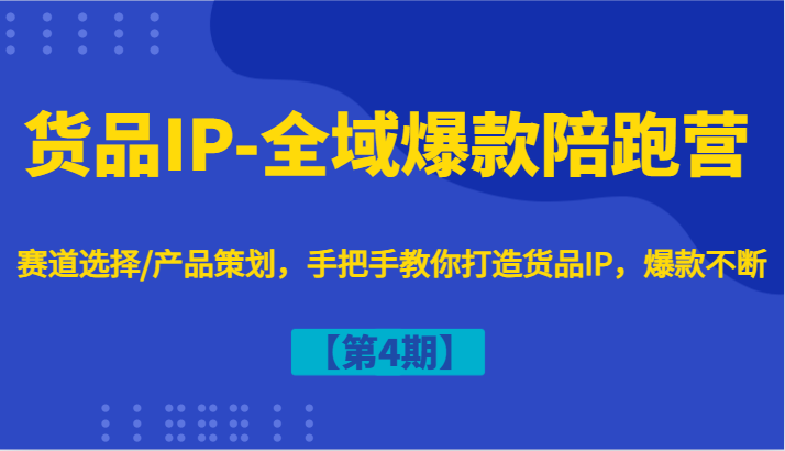 货品IP-全域爆款陪跑营【第4期】赛道选择/产品策划，手把手教你打造货品IP，爆款不断-巴七创客网