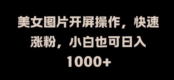 美女图片开屏操作，快速涨粉，小白也可日入1k【揭秘】-巴七创客网