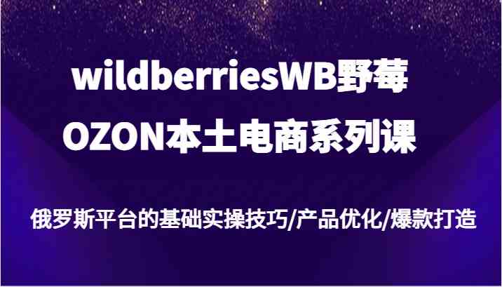 wildberriesWB野莓/OZON本土电商系列课，俄罗斯平台的基础实操技巧/产品优化/爆款打造-巴七创客网