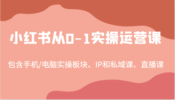 小红书从0-1实操运营课，包含手机/电脑实操板块、IP和私域课、直播课（97节）-巴七创客网