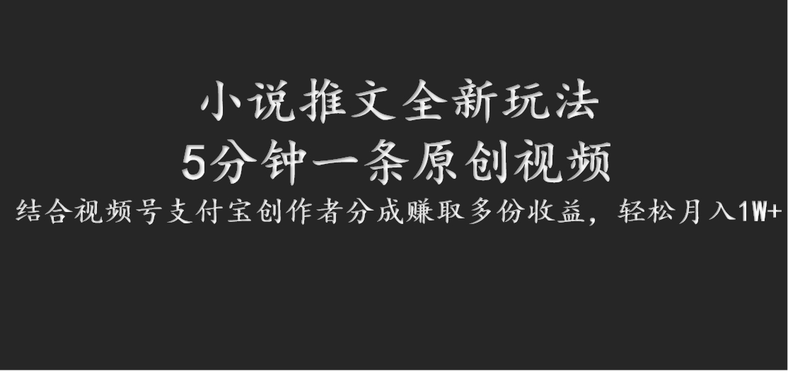 小说推文全新玩法，5分钟一条原创视频，结合视频号支付宝创作者分成赚取多份收益-巴七创客网