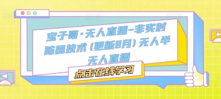 宝子哥·无人直播-非实时防风技术(更新9月)无人半无人直播-巴七创客网