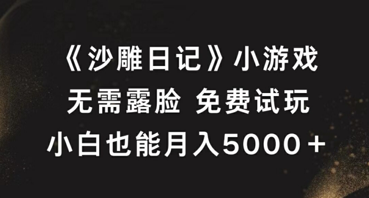 《沙雕日记》小游戏，无需露脸免费试玩，小白也能月入5000+【揭秘】-巴七创客网