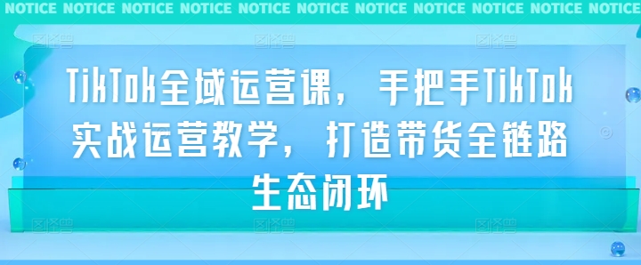 TikTok全域运营课，手把手TikTok实战运营教学，打造带货全链路生态闭环-巴七创客网
