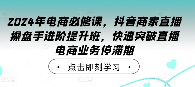 2024年电商必修课，抖音商家直播操盘手进阶提升班，快速突破直播电商业务停滞期-巴七创客网