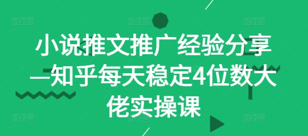 小说推文推广经验分享—知乎每天稳定4位数大佬实操课-巴七创客网