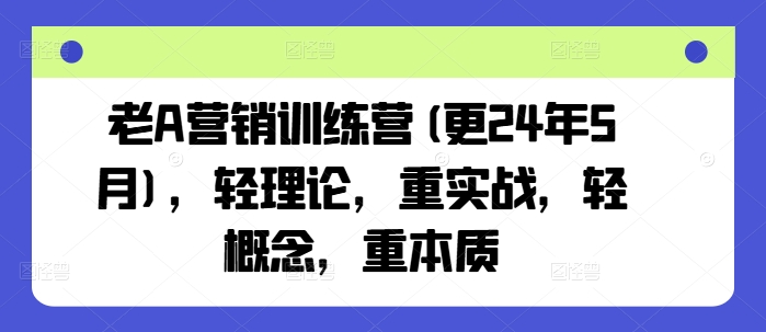 老A营销训练营(更24年9月)，轻理论，重实战，轻概念，重本质-巴七创客网