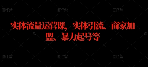 实体流量运营课，实体引流、商家加盟、暴力起号等-巴七创客网