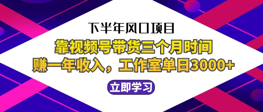 （12849期）下半年风口项目，靠视频号带货三个月时间赚一年收入，工作室实测单日3…-巴七创客网
