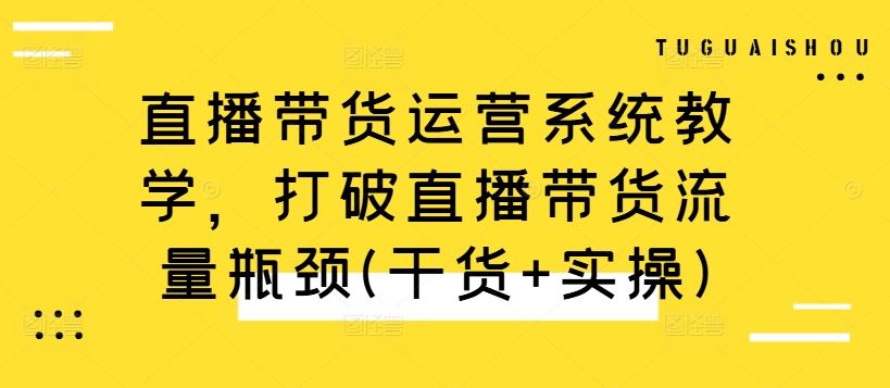 直播带货运营系统教学，打破直播带货流量瓶颈(干货+实操)-巴七创客网