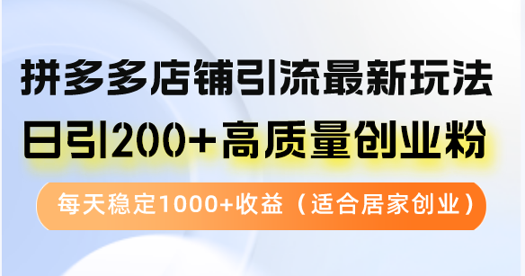 （12893期）拼多多店铺引流最新玩法，日引200+高质量创业粉，每天稳定1000+收益（…-巴七创客网
