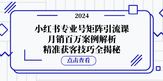 小红书专业号矩阵引流课，月销百万案例解析，精准获客技巧全揭秘-巴七创客网