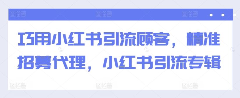 巧用小红书引流顾客，精准招募代理，小红书引流专辑-巴七创客网