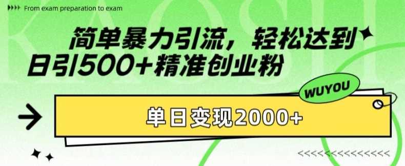 简单暴力引流，轻松达到日引500+精准创业粉，单日变现2k【揭秘】-巴七创客网