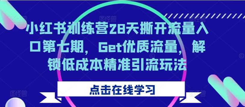 小红书训练营28天撕开流量入口第七期，Get优质流量，解锁低成本精准引流玩法-巴七创客网