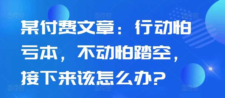 某付费文章：行动怕亏本，不动怕踏空，接下来该怎么办?-巴七创客网