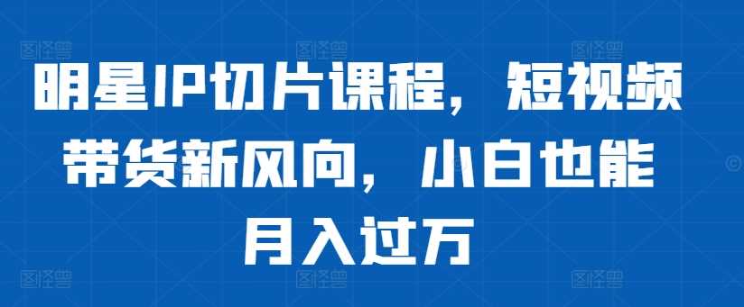 明星IP切片课程，短视频带货新风向，小白也能月入过万-巴七创客网