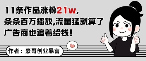 11条作品涨粉21W，条条百W播放，流量猛就算了，广告商也追着给钱-巴七创客网