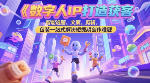 数字人IP打造获客变现实操课，智能选题、文案、剪辑、包装一站式解决短视频创作难题-巴七创客网