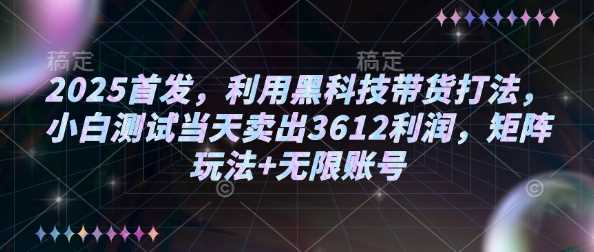 2025首发，利用黑科技带货打法，小白测试当天卖出3612利润，矩阵玩法+无限账号【揭秘】-巴七创客网