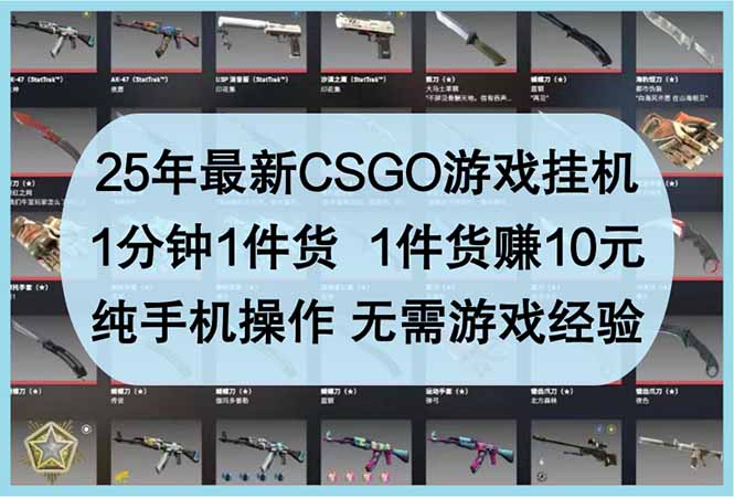 25年最新CSGO游戏挂机，1分钟1件货，1件货赚10元 纯手机操作 无需游戏经验-巴七创客网
