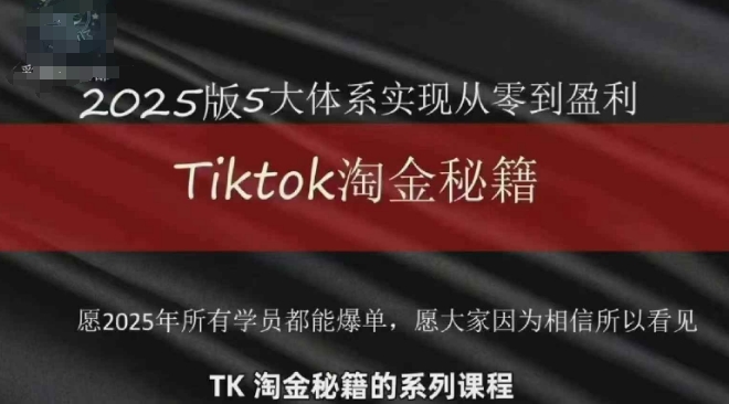 TikTok跨境2025淘金秘籍，2025TikTok从0到盈利变现-巴七创客网
