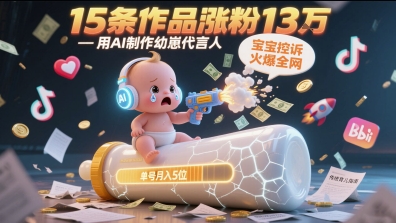 用AI制作幼崽代言人，宝宝的控诉火爆全网，15条作品涨粉13W，单号月入5位数实操教程-巴七创客网