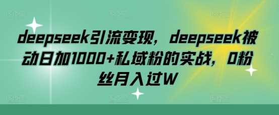 deepseek引流变现，deepseek被动日加1000+私域粉的实战，0粉丝月入过W-巴七创客网