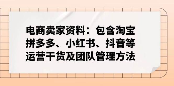 （14354期）电商卖家资料：包含淘宝、拼多多、小红书、抖音等运营干货及团队管理方法-巴七创客网