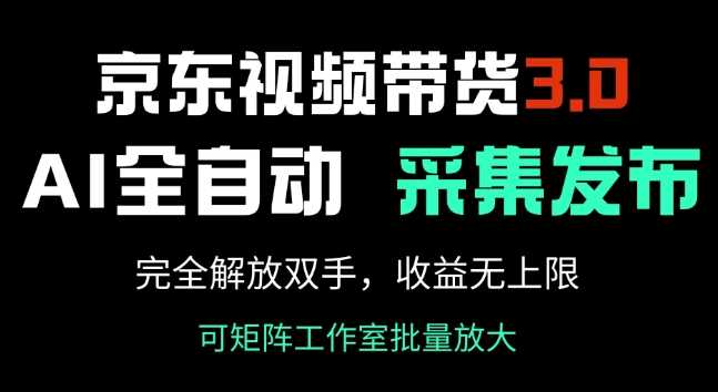 京东视频带货3.0，Ai全自动采集+自动发布，完全解放双手，收入无上限-巴七创客网