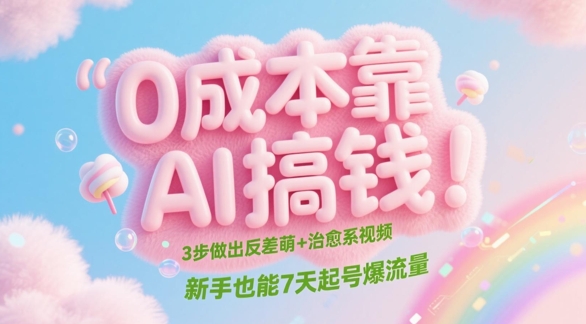 0成本靠AI搞钱！3步做出反差萌+治愈系视频，新手也能7天起号爆流量-巴七创客网