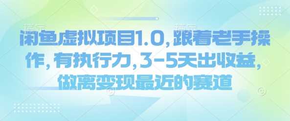 闲鱼虚拟项目1.0，跟着老手操作，有执行力，3-5天出收益，做离变现最近的赛道-巴七创客网