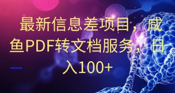 最新信息差项目，咸鱼PDF转文档服务，日入100+-巴七创客网