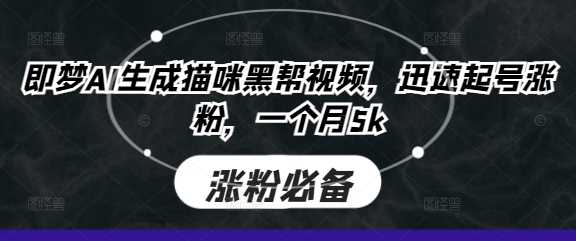即梦AI生成猫咪黑帮视频，迅速起号涨粉，一个月5k-巴七创客网
