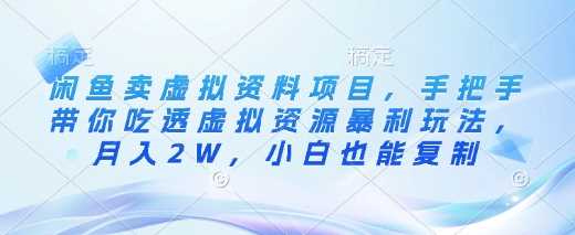 闲鱼卖虚拟资料项目，手把手带你吃透虚拟资源暴利玩法，月入2W，小白也能复制-巴七创客网