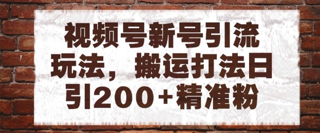 视频号新号引流玩法，搬运打法日引200+精准粉，可矩阵放大【揭秘】-巴七创客网