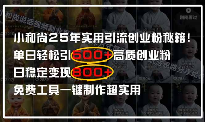 （14436期）小和尚2025年实用引流秘籍！单日轻松引500+高质量创业粉，日变现800+，…-巴七创客网