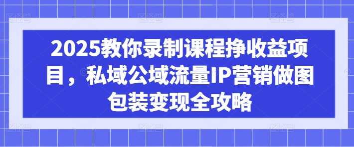 2025教你录制课程挣收益项目，私域公域流量IP营销做图包装变现全攻略-巴七创客网