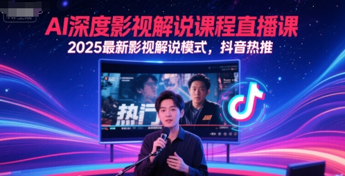 AI深度影视解说课程直播课，2025最新影视解说模式，抖音热推-巴七创客网