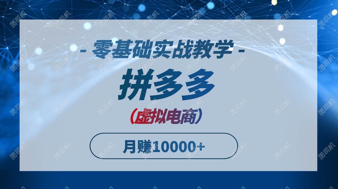 （14880期）拼多多虚拟电商，零基础实战教学，快速打爆商品，新手也能月入10000+-巴七创客网