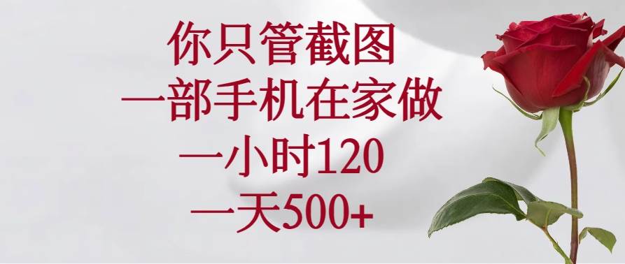（14248期）你只管截图，一部手机在家做，一小时120，一天500+-巴七创客网