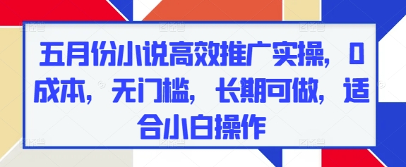五月份小说高效推广实操，0成本，无门槛，长期可做，适合小白操作-巴七创客网