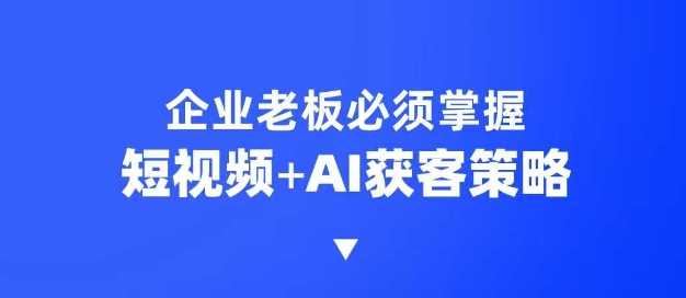 企业短视频AI获客霸屏流量课，6步短视频+AI突围法，3大霸屏抢客策略-巴七创客网