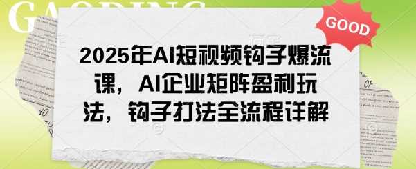 2025年AI短视频钩子爆流课，AI企业矩阵盈利玩法，钩子打法全流程详解-巴七创客网