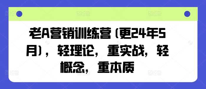 老A营销训练营(更25年3月)，轻理论，重实战，轻概念，重本质-巴七创客网