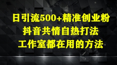 日引流500+精准创业粉，抖音共情自热打法，工作室都在用的方法-巴七创客网
