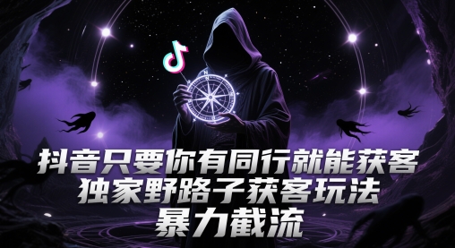 抖音只要你有同行就能获客，独家野路子获客玩法，暴力截流【揭秘】-巴七创客网