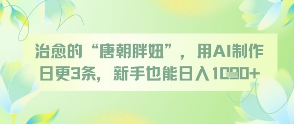 治愈的“唐朝胖妞”，用AI制作日更3条，新手也能日入多张-巴七创客网
