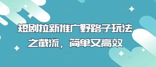 短剧拉新推广野路子玩法之截流，简单又高效-巴七创客网